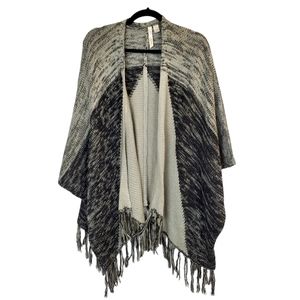 *Host Pick* Poncho Cardigan Sweater, Black & Grey Colorblock, Size Small Medium